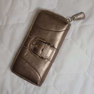 Zip Around Metallic Bronze Colored Authentic Coach Wallet with Signature…